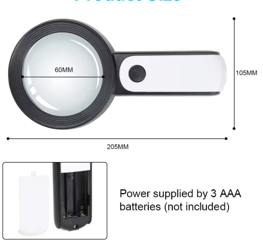 Ottoline | Magnifying Glass for Seniors | 30X Zoom, LED Lit | Lightweight