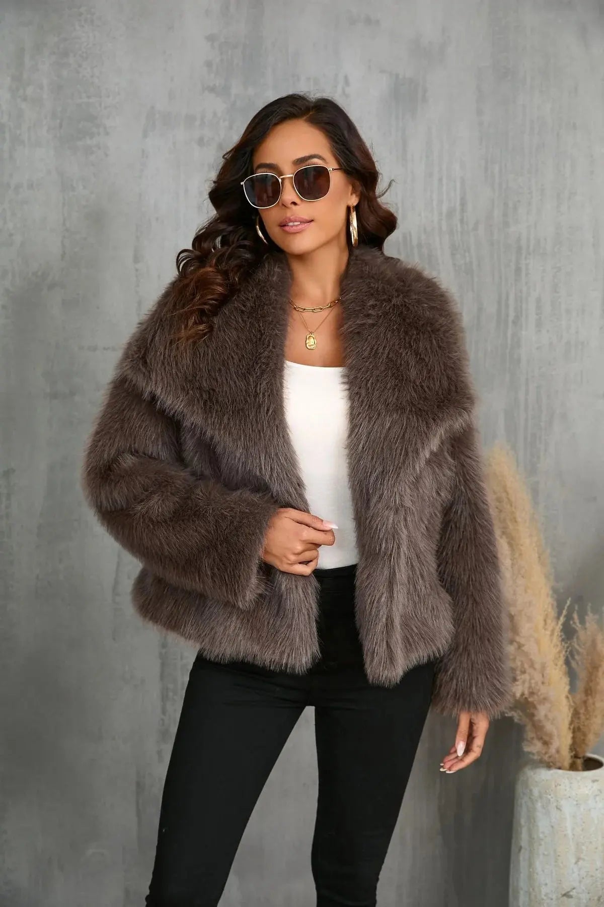 Zara | Faux Fur Jacket | Women's Fluffy Coat | Beige, Grey, Brown, Black