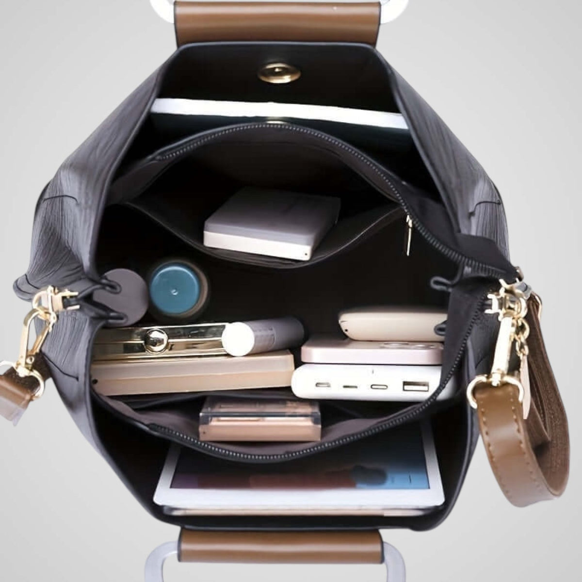 Greta | Leather Handbag | Two-Tone Design | Women's Shoulder Bag