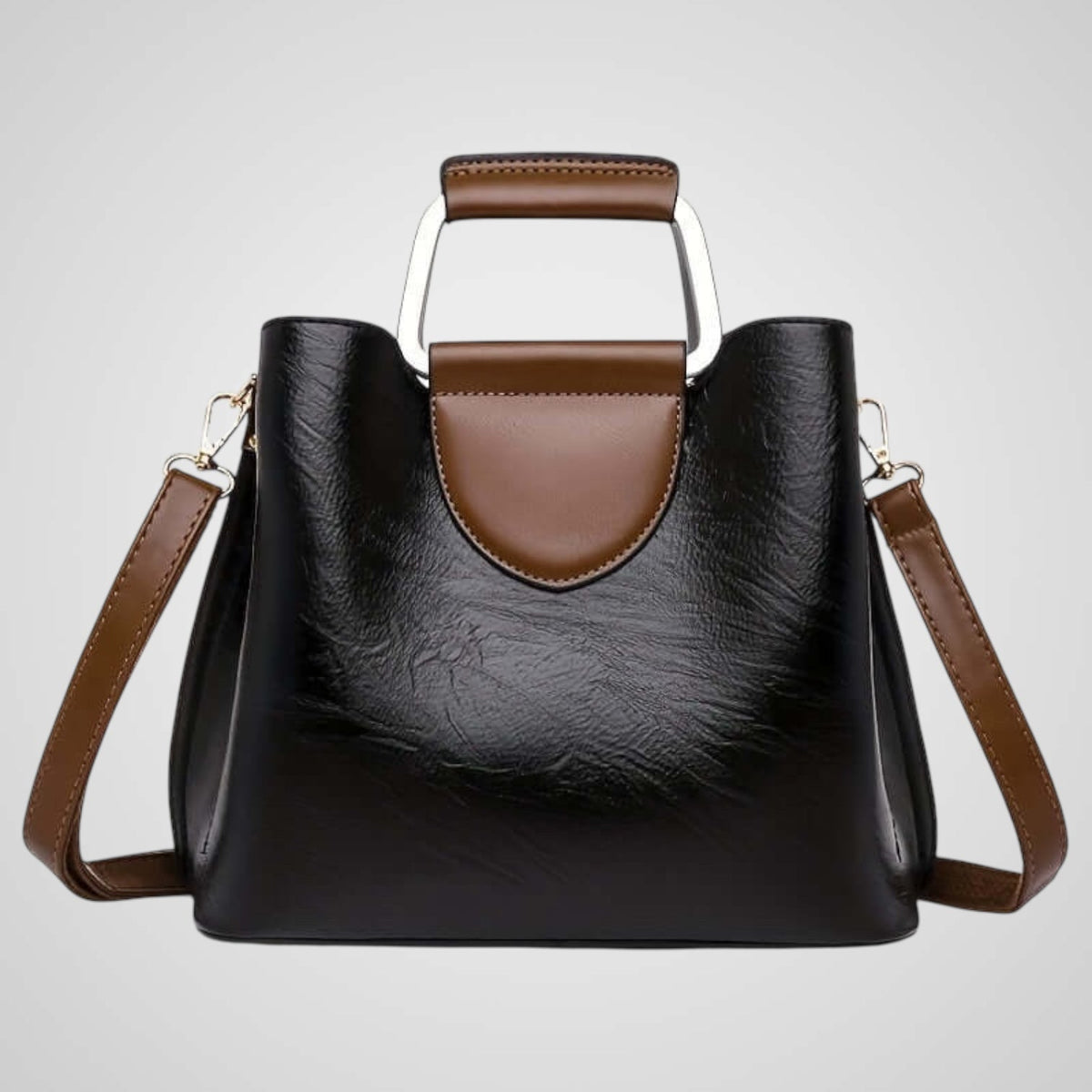 Greta | Leather Handbag | Two-Tone Design | Women's Shoulder Bag