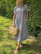 Marlowe | Women's Shirt Dress | Striped, Button-Down, Casual | Pockets