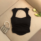 Crop Top Square Neck Built In Bra Padded Cotton | Mira