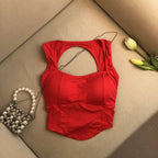 Crop Top Square Neck Built In Bra Padded Cotton | Mira