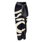 Bikini Sets Women Black White Abstract Halter Swimsuit Wrap Skirt | Cora