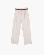 Women High Waist Wide Leg Trousers Pleated with Belt