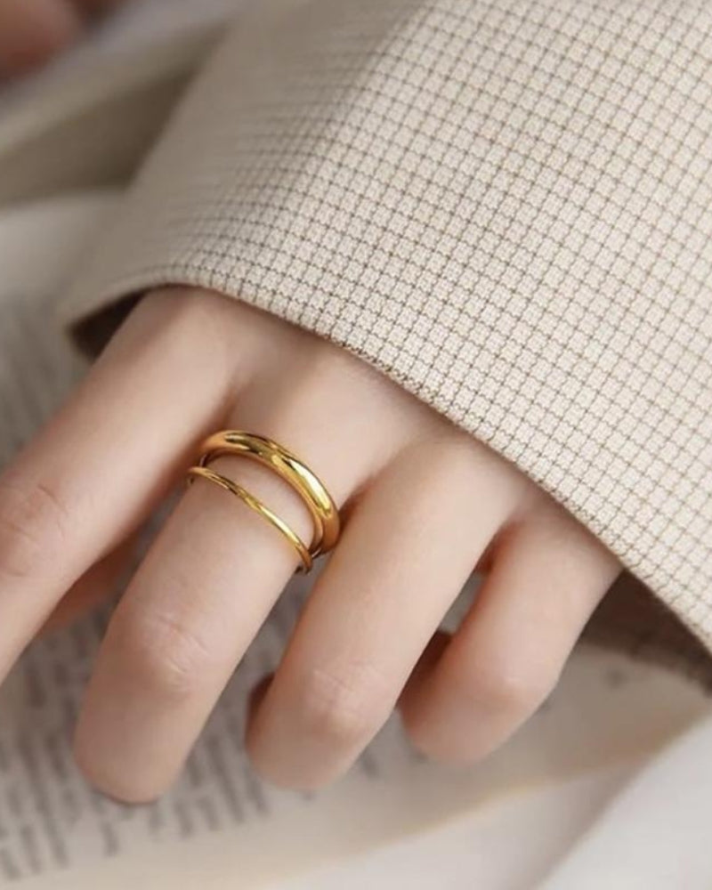Faye | Infinity Band Ring | Gold Tone, Adjustable Fit | Women's