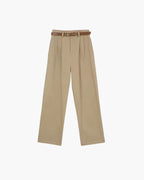 Women High Waist Wide Leg Trousers Pleated with Belt