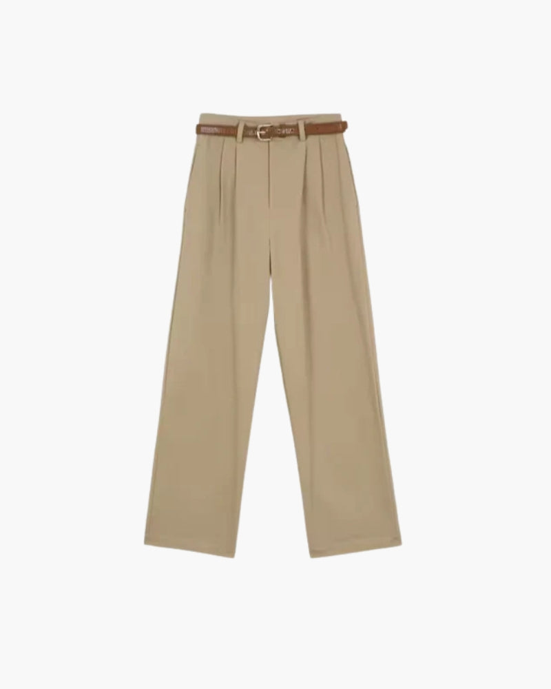 Women High Waist Wide Leg Trousers Pleated with Belt