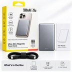 Power Bank Magnetic 5000mAh Wireless Slim iPhone Samsung Compatible