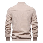 Men Zip Up Bomber Jacket Quilted Shoulder