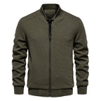 Men Zip Up Bomber Jacket Quilted Shoulder