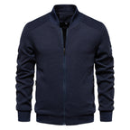 Men Zip Up Bomber Jacket Quilted Shoulder