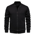 Men Zip Up Bomber Jacket Quilted Shoulder