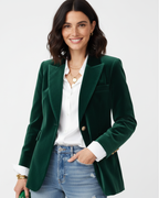 Women Velvet Blazer Jacket Soft Sheen Finish Long Sleeved