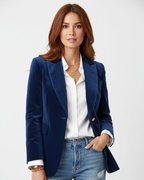 Women Velvet Blazer Jacket Soft Sheen Finish Long Sleeved