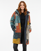Women Knit Cardigan Open Front Artistic Print