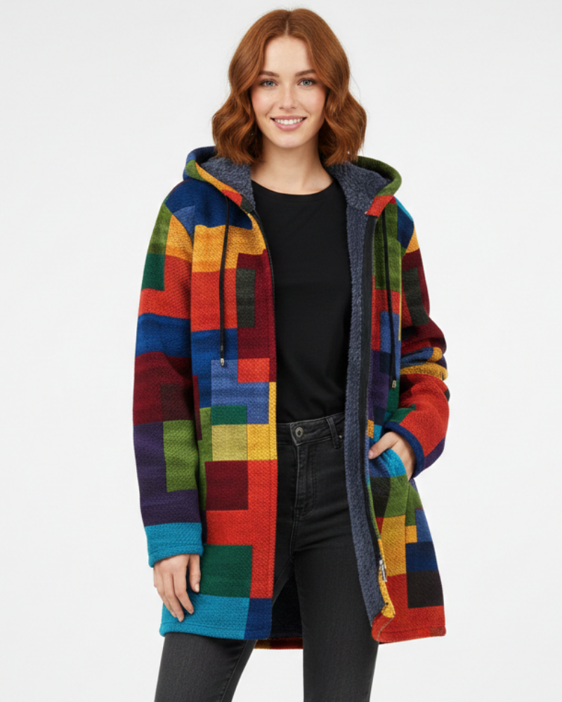 Women Knit Cardigan Open Front Artistic Print