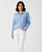 Women Cotton Stretch Cardigan Shirt Collar Fitted