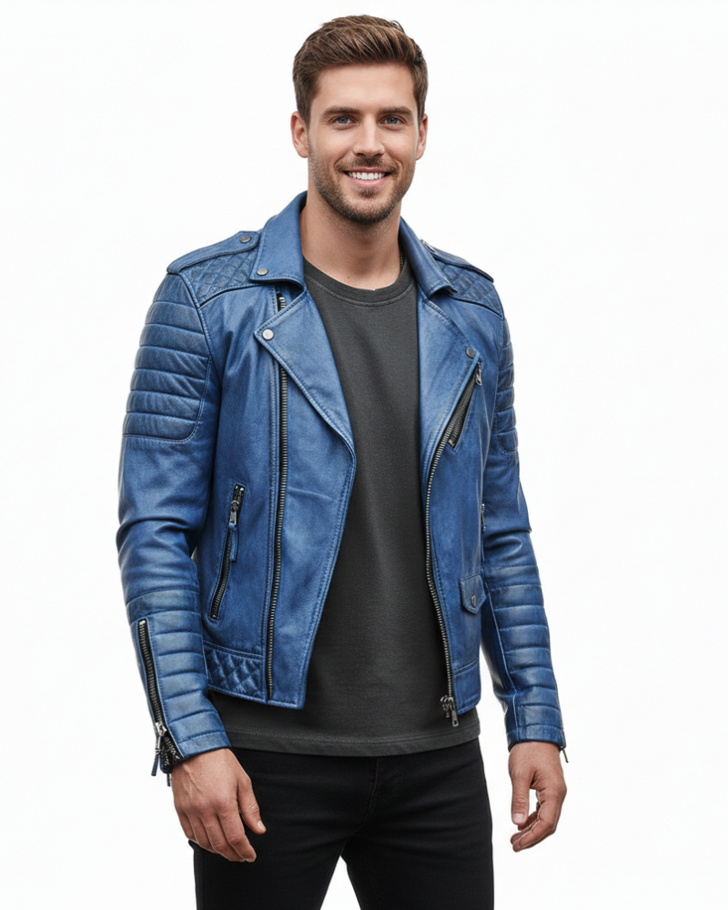 Xanthe | Men's Moto Jacket | Zip-Up, Urban Style | Casual Fit