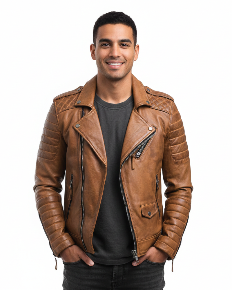Xanthe | Men's Moto Jacket | Zip-Up, Urban Style | Casual Fit
