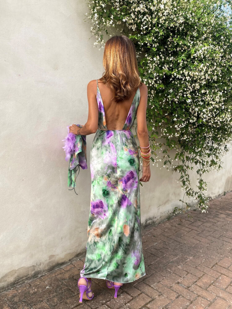 White Maxi Dress Women Open Back Fluid Silhouette | Faye
