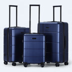 Faye | Hard Shell Luggage Set | 3-Piece, 4-Wheel Spinner | Black & Blue