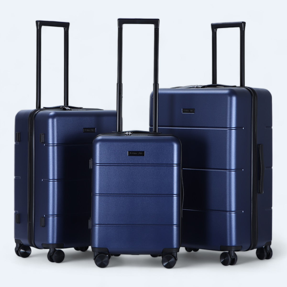 Faye | Hard Shell Luggage Set | 3-Piece, 4-Wheel Spinner | Black & Blue