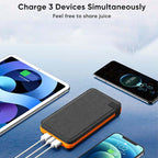 Cosima | Solar Power Bank 25000mAh | 4 Panels, Fast Charge, 3 USB Outputs