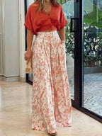 Yasmin | Women's Two-Piece Set | Floral Wide-Leg Pants & Top | Summer