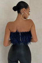 Crop Top Women Feather Sleeveless Tube Top | Xanthe