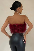 Crop Top Women Feather Sleeveless Tube Top | Xanthe