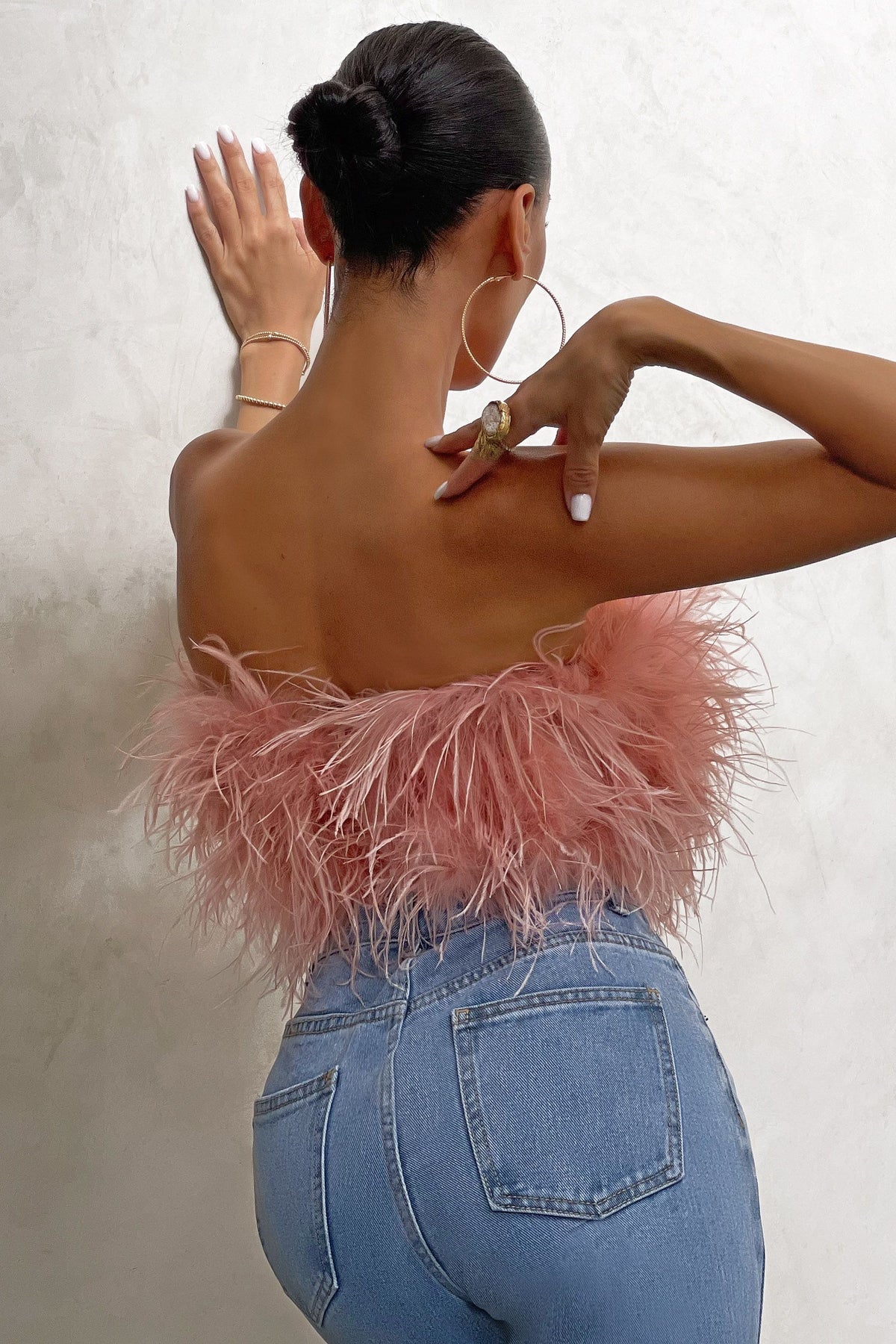 Crop Top Women Feather Sleeveless Tube Top | Xanthe