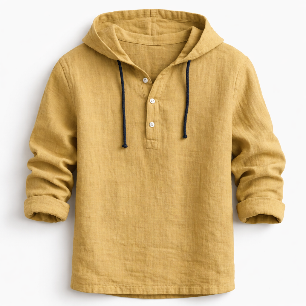 Orla | Men's Linen Shirt | Relaxed Fit, Drawstring Hood | Lightweight