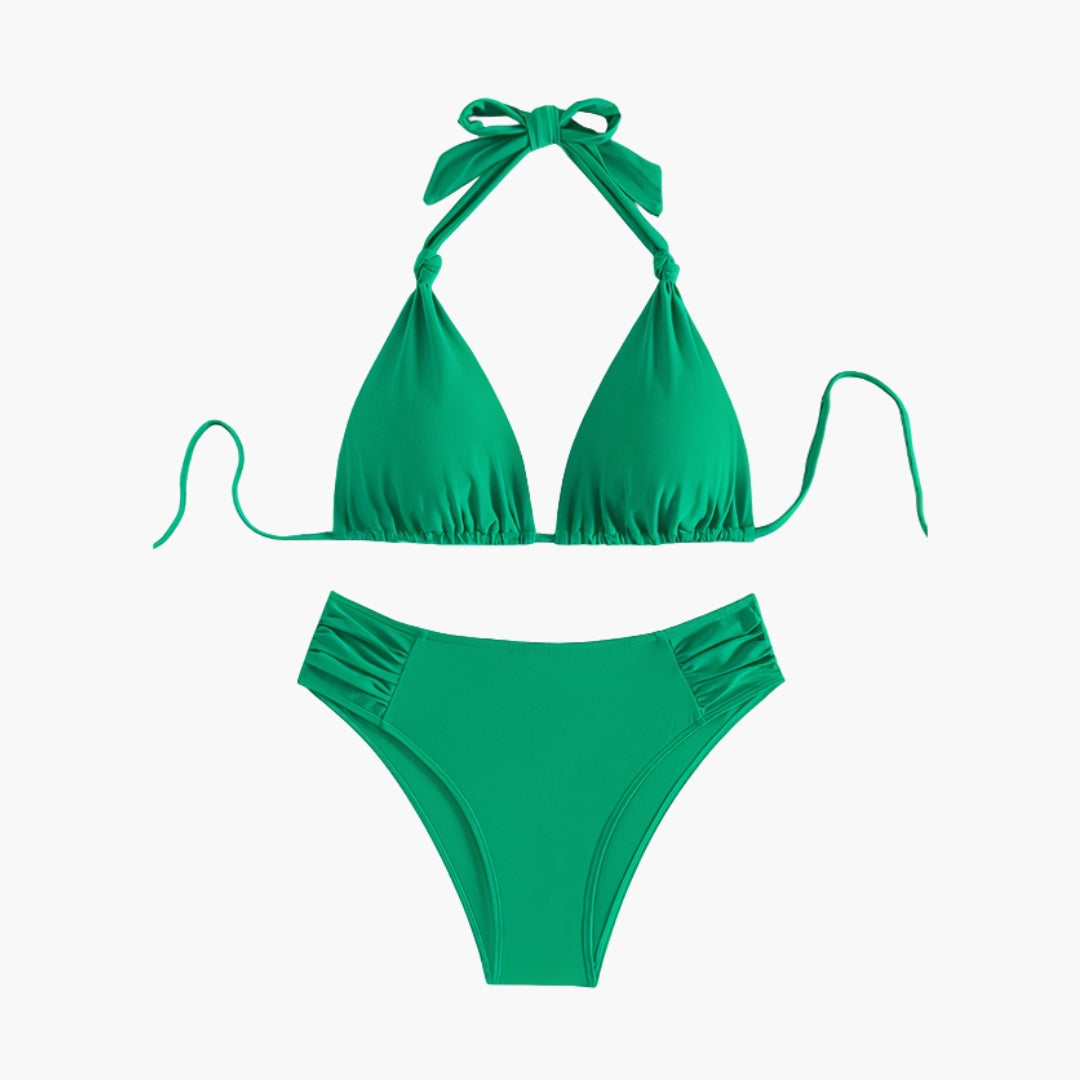 Women Bikini Set Halter Tie Top High Waist Bottoms | Dahlia