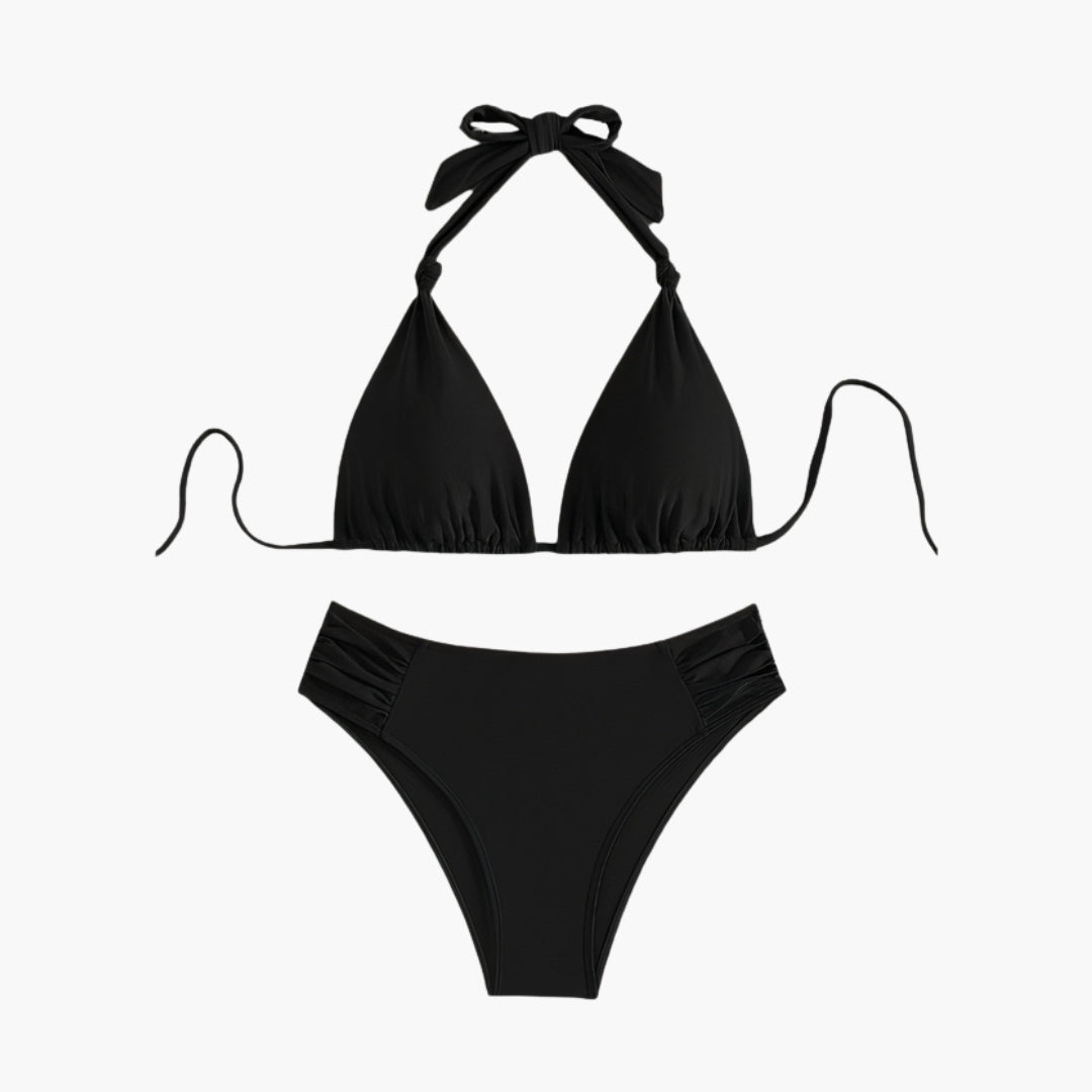 Women Bikini Set Halter Tie Top High Waist Bottoms | Dahlia