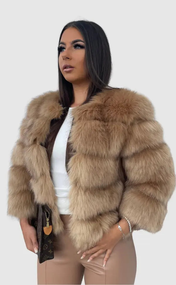 Della | Faux Fur Coat | Women's Glamour Jacket | Soft, Animal-Friendly