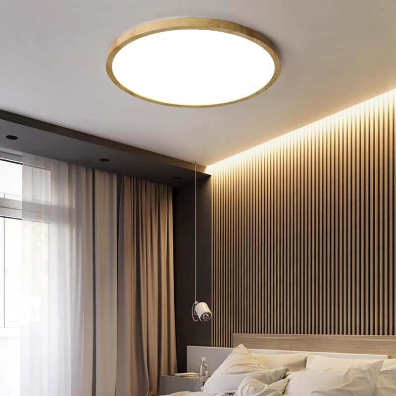 Iris | LED Ceiling Light | Dimmable, Tri-Color | Minimalist Wood Accent