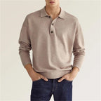 Polo Shirt Men Long Sleeve Button Placket Regular Fit Collar