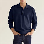 Polo Shirt Men Long Sleeve Button Placket Regular Fit Collar