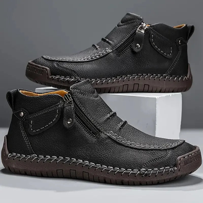 Orthopedic Shoes Women Unisex Leather Casual Ankle Boots Zipper
