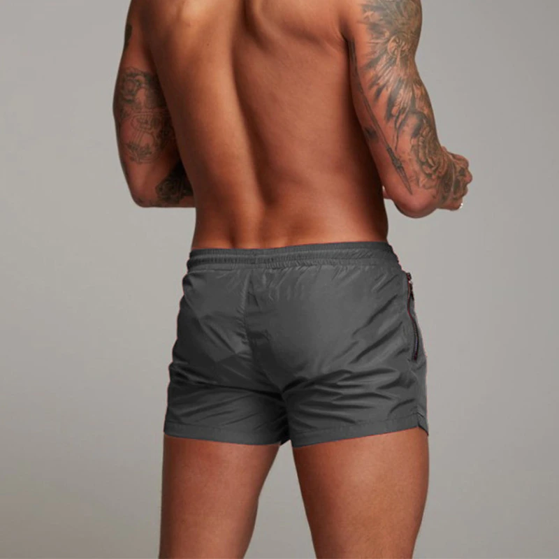 Mens Swim Shorts Quick Dry Short Length Zip Pockets Swimwear