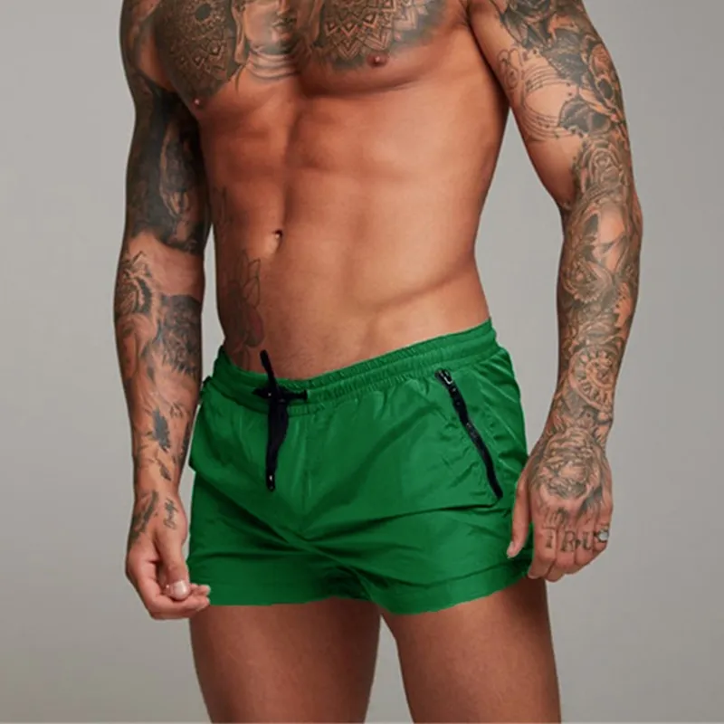 Mens Swim Shorts Quick Dry Short Length Zip Pockets Swimwear