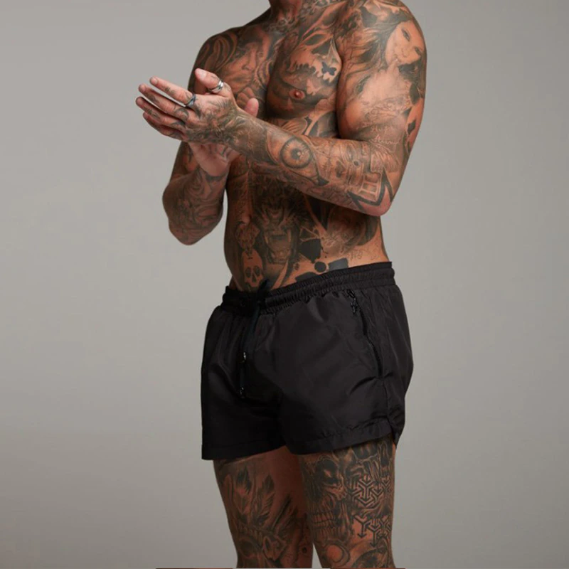 Mens Swim Shorts Quick Dry Short Length Zip Pockets Swimwear