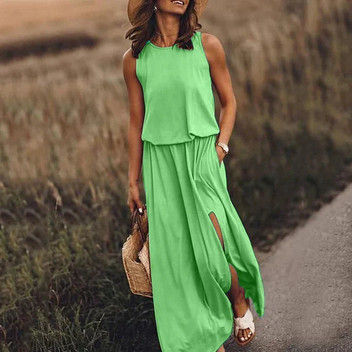 White Maxi Dress Women Flowy Lightweight Summer | Kaia