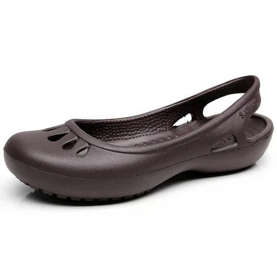 Women's Sandals | Lightweight Waterproof Jelly Flat Cut-Out Slides