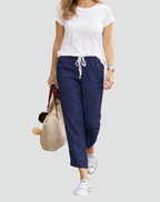 Yvaine | Women's Linen Trousers | Loose Fit, Drawstring Waist | Summer