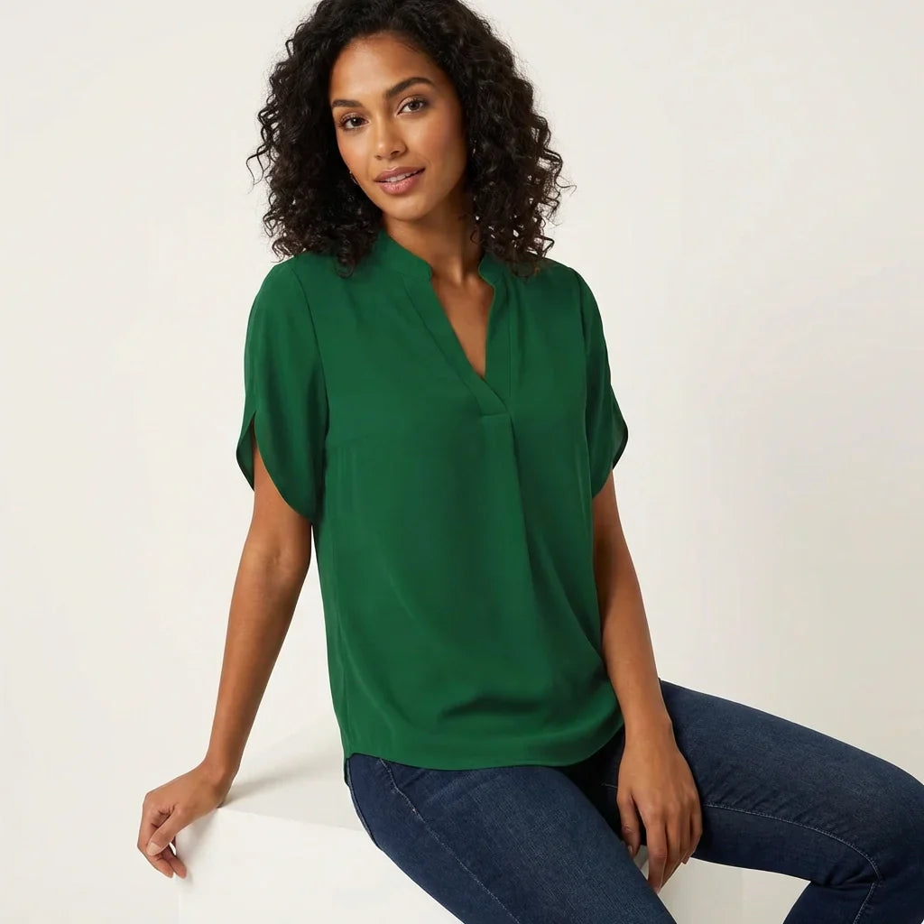 Linnea | Women's Summer Blouse | V-Neck, Short Sleeve | Casual Lightweight