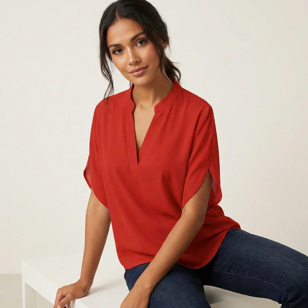 Linnea | Women's Summer Blouse | V-Neck, Short Sleeve | Casual Lightweight