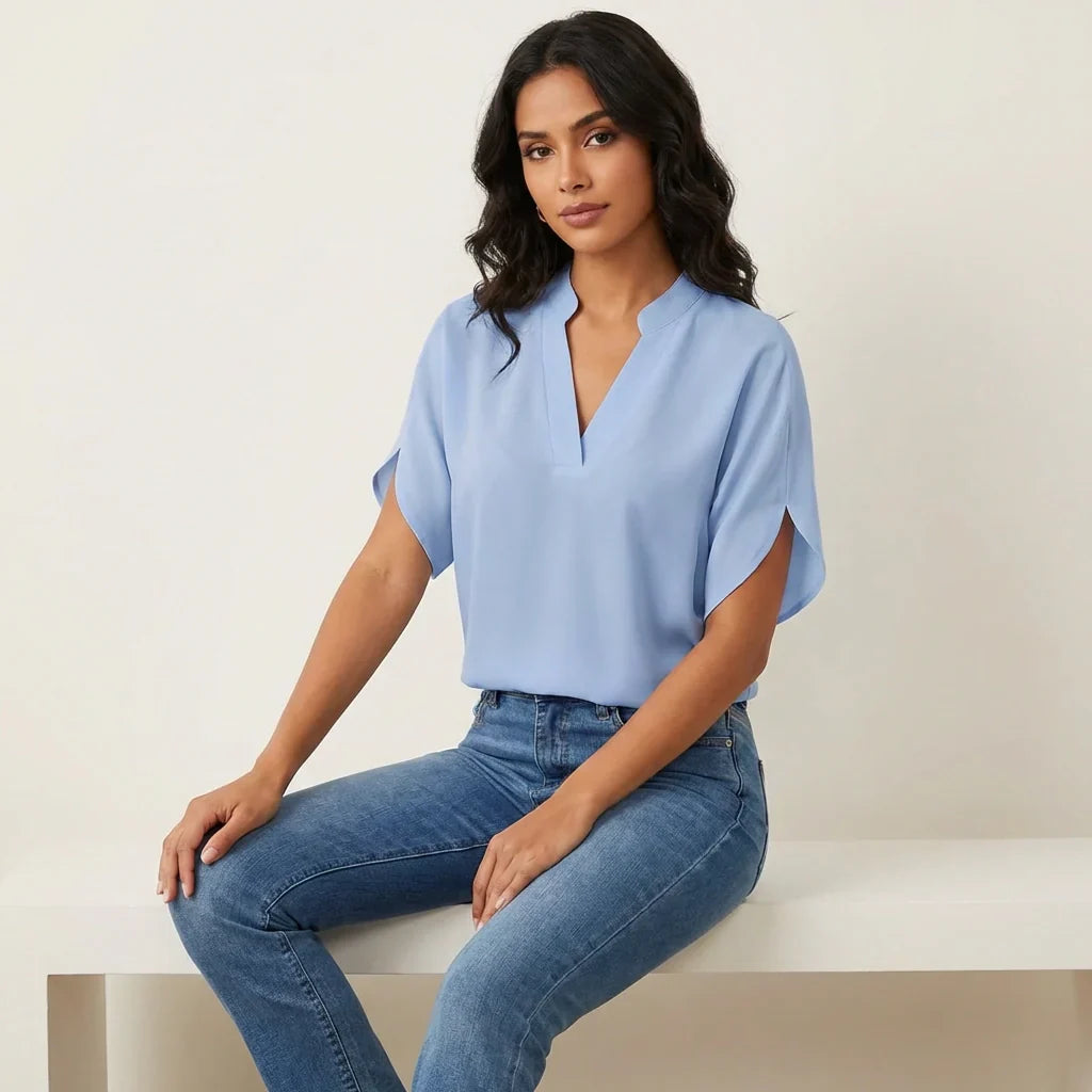 Yara | Women's Summer Blouse | V-Neck, Short Sleeve | Casual Lightweight