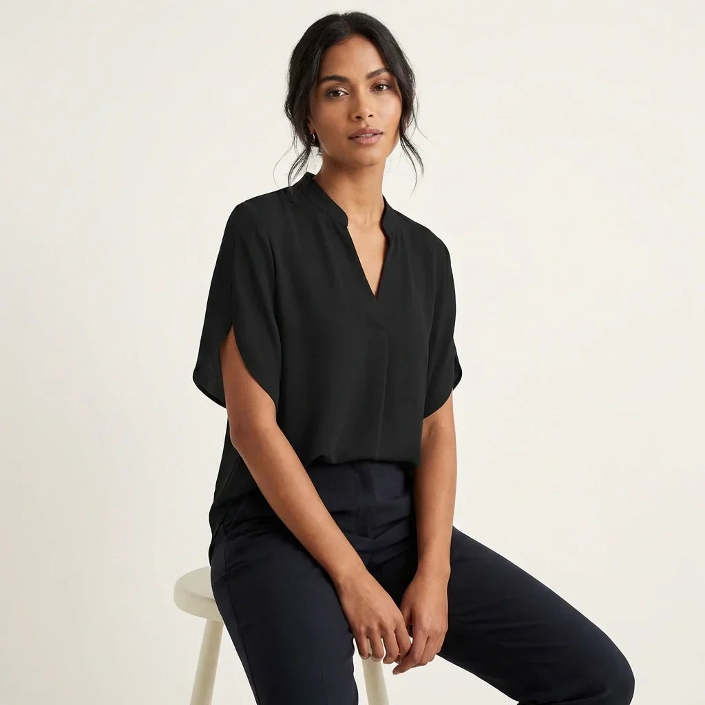 Linnea | Women's Summer Blouse | V-Neck, Short Sleeve | Casual Lightweight